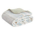 3 Piece Printed Microfiber Seersucker Quilt Set Taupe Blue Full Queen Full Taupe Blue Polyester