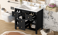 36'' Bathroom Vanity With Resin Sink Combo, Solid Wood Frame Bathroom Storage Cabinet, Freestanding Vanity Set With 5 Drawers& Soft Closing Doors Same As N710S136001B Black Bathroom Solid Wood Mdf Resin