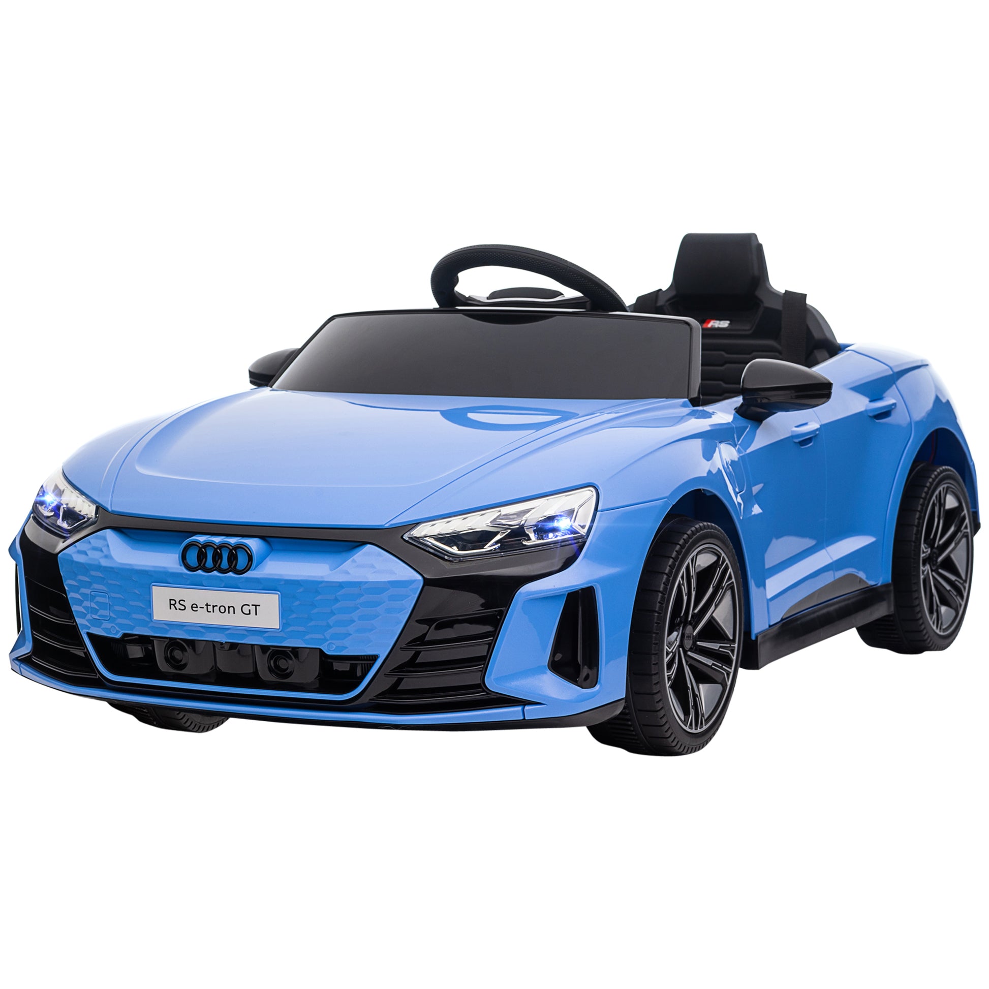 Aosom Kids Ride On Car, 12V Licensed Audi Rs E Tron Gt 3.1 Mph Electric Car For Kids, Ride On Toy For Boys And Girls With Remote Control, 4 Wheels With Suspension, Horn, Music, Lights, Blue Blue Plastic