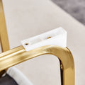 Table And Chair Set, The Table Is Equipped With A Marble Patterned Mdf Tabletop And Gold Table Legs.The Chair Is Equipped With Pu Synthetic Leather High Back Cushion And Gold Coated Metal Legs. Grey Gold Seats 6 Mdf Metal