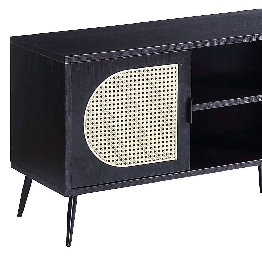 Black Tv Stand With Metal Leg Black Primary Living Space 60 Inches 60 69 Inches Modern Wood Metal