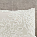 3 Piece Tufted Cotton Chenille Floral Comforter Set Off White King Cal King King Off White Cotton