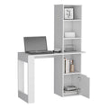 Iowa Computer Desk With 1 Cabinet And 4 Tier Bookcase White Computer Desk Office Modern Freestanding Rectangular Open Storage Desk Rectangular Particle Board Engineered Wood