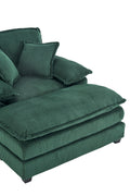 56.3 Inch Corduroy Single Sofa With 2 Toss Pillows And A Ottoman ,Comfy Sofa Deep Seat Couch For Living Room Green Foam 1 Seat