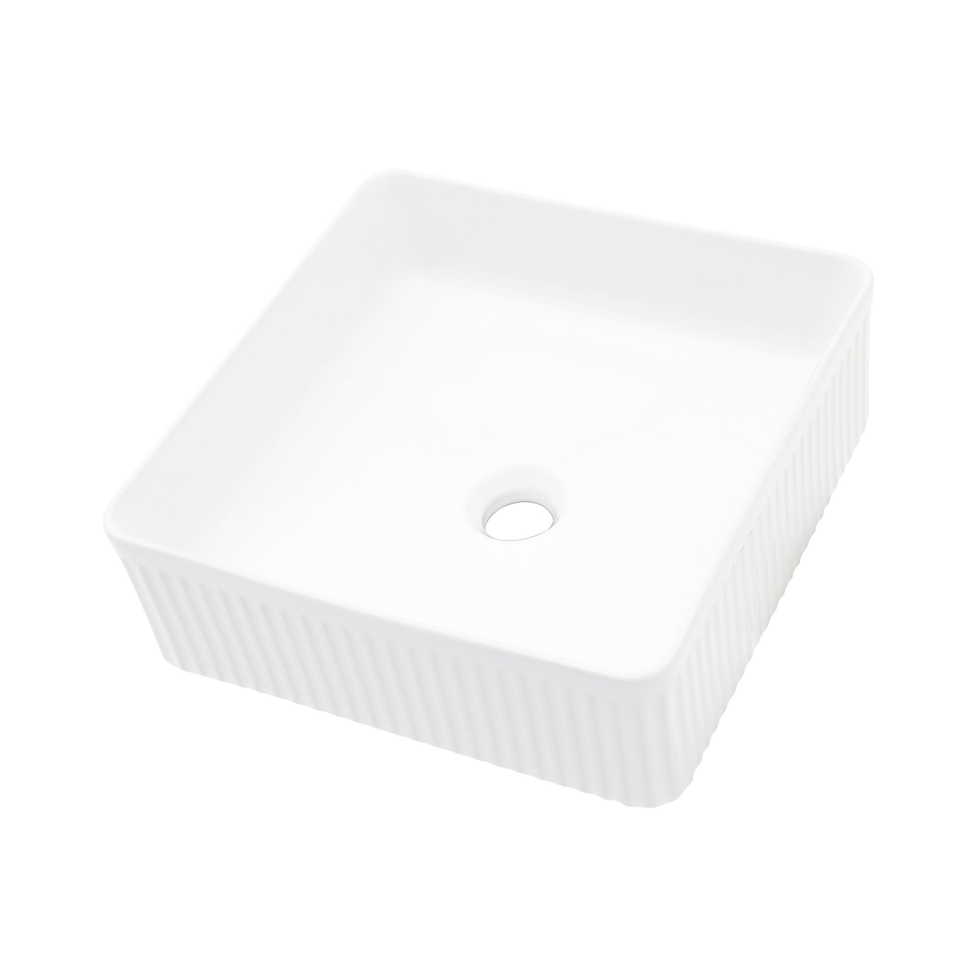 15.69"X15.69" White Ceramic Square Vessel Bathroom Sink White Ceramic