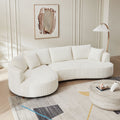 122.04 Inch Oversized Sectional Sofa, Modern Couch With Chaise, Comfy Sofa Couch With Left Facing Chaise, White Corduroy Sofa White Corduroy 3 Seat