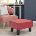 Homcom Ottoman Foot Rest, Small Foot Stool With Faux Leather Upholstery, Rectangular Ottoman Footrest With Padded Foam Seat And Plastic Legs, Red Red Plastic