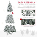 Homcom 7.5Ft Tall Prelit Artificial Christmas Tree Holiday D Cor With 1188 Snow Flocked Branches, 500 Warm White Led Lights, Auto Open, Green Green Plastic