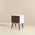 Caroline Mid Century Modern Style White Night Stand 2 Drawer Dark Brown,White Brown 2 Drawers Bedroom With Legs Mid Century Modern Solid Wood Walnut Solid Wood