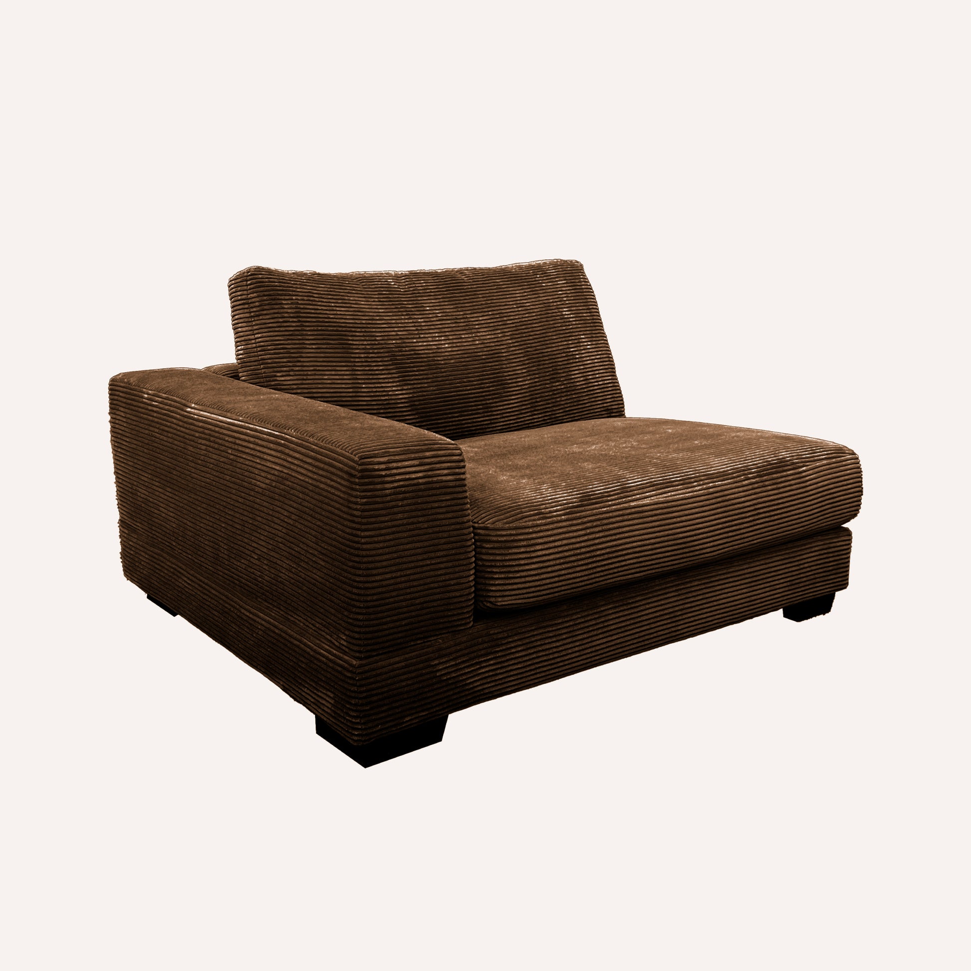 Bella Brown Corduroy Right Facing 3 Piece Sectional Brown Wood Corduroy 3 Seat