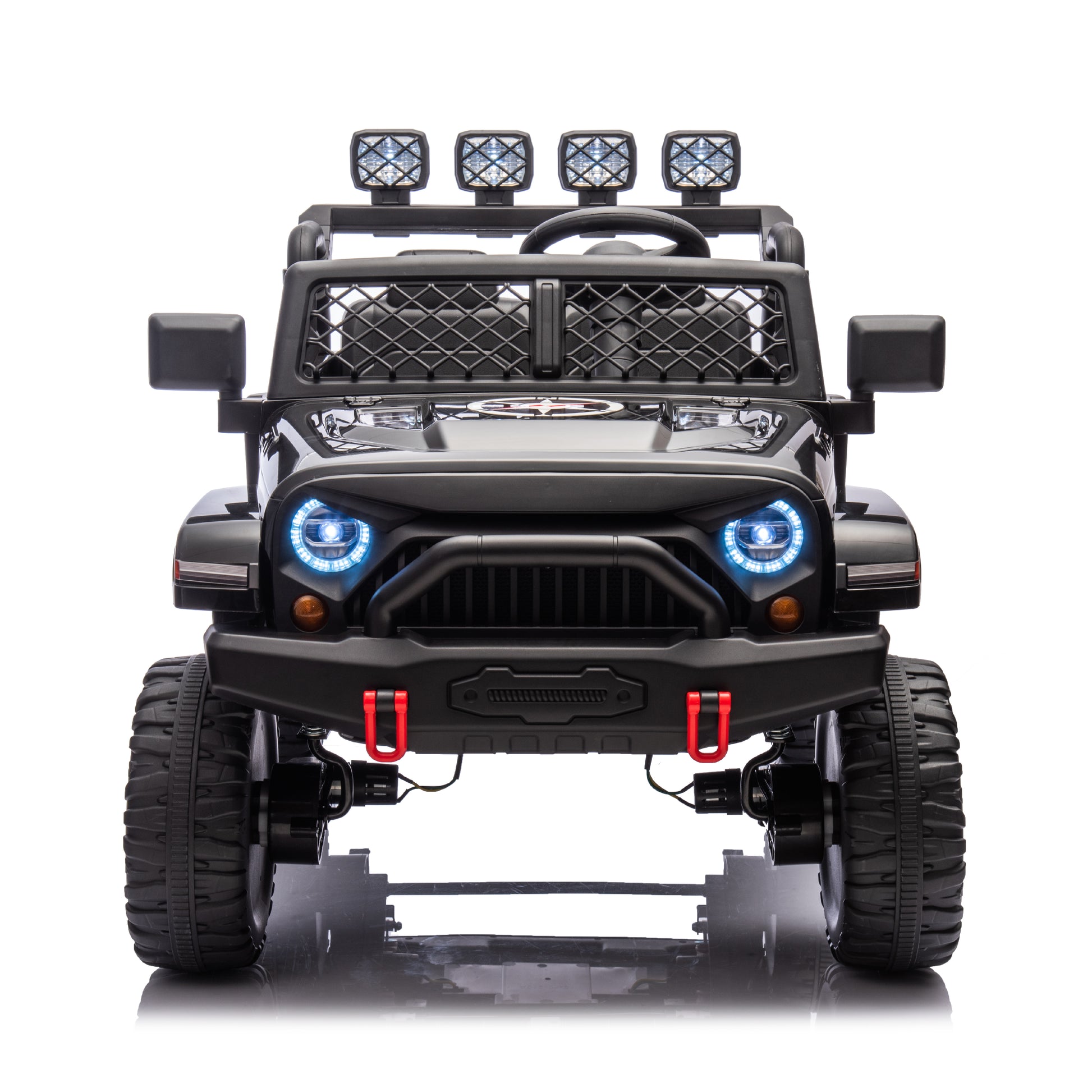 Black,24V 2 Seater Ride On Truck Car, 4Wd Motors, With 2.4G Remote Control,Metal Suspension,Soft Start,Music, Led Light,Outdoor Off Road Electric Car,Toys Gifts Black 100 149 Lbs Iron Plastic Iron