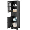 Tall Bathroom Cabinet, Freestanding Storage Cabinet With Drawer And Doors, Mdf Board, Acrylic Door, Adjustable Shelf, Black Black Mdf