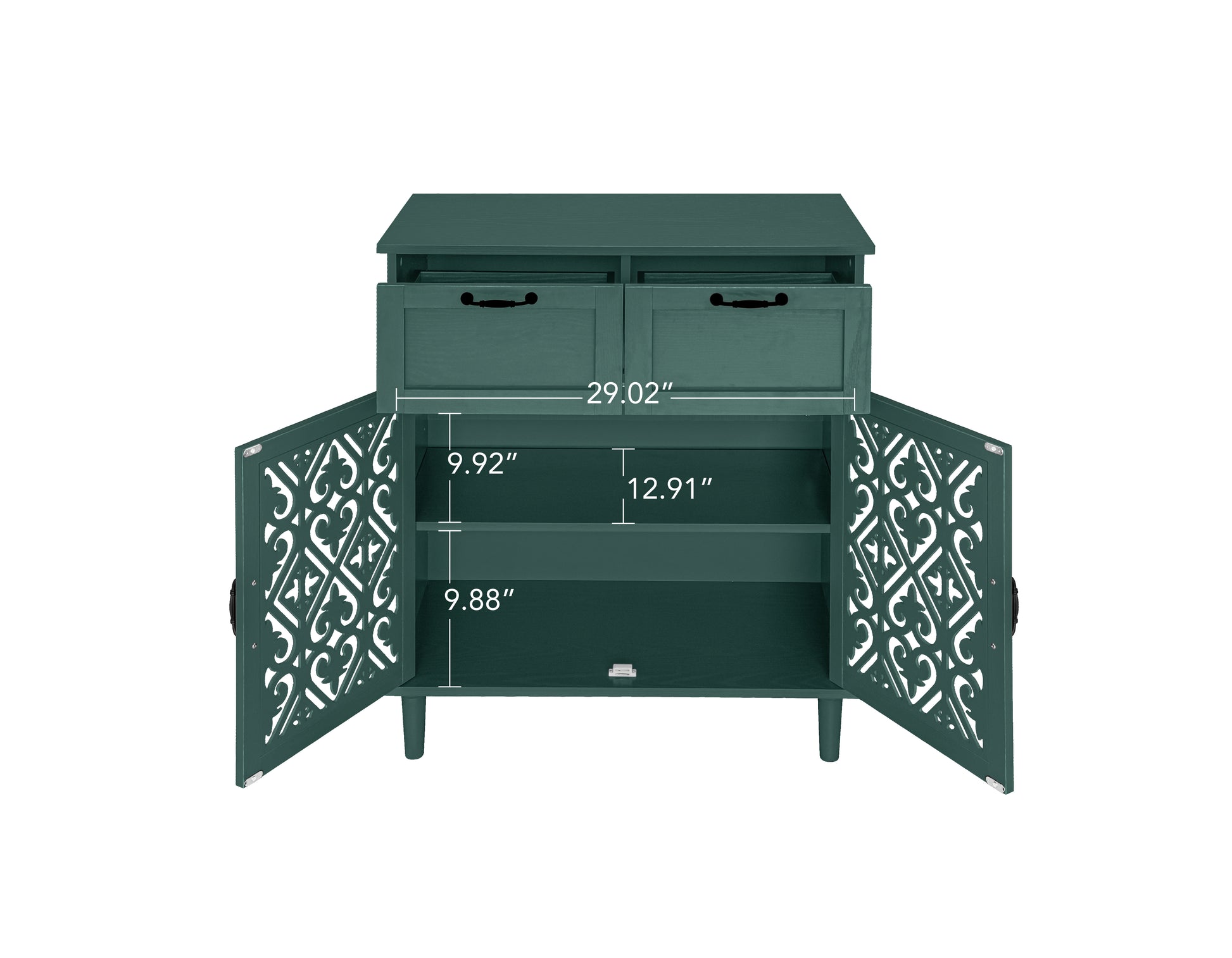 2 Door 2 Drawer Cabinet, American Furniture, Suitable For Bedroom, Living Room, Study Dark Green Mdf