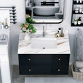 37 Inch Marble Vanity Top, Bathroom Vanity Top With Undermount Rectangular Middle Sink And 4