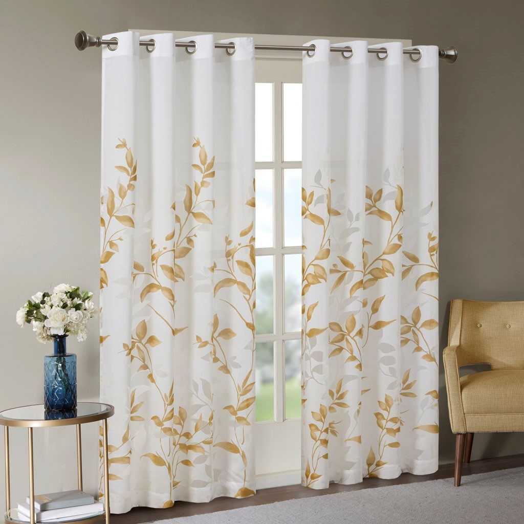 Burnout Printed Curtain Panel Multicolor Polyester