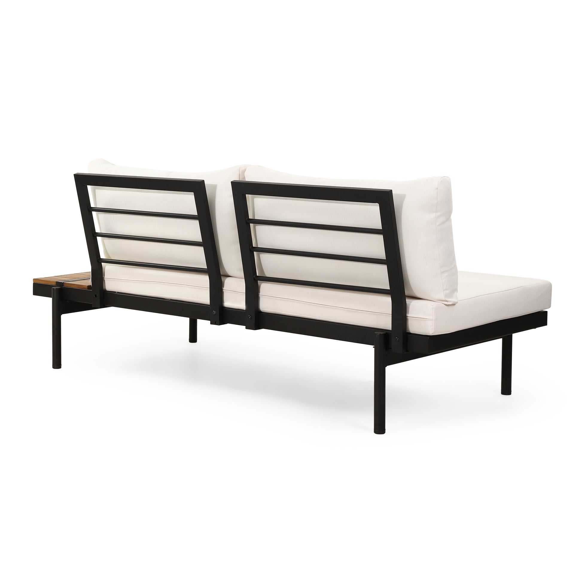 Theo 5 Seater Sectional Sofa Set With Cushions Cream Acacia Wood