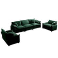 Warm And Cozy Sofa Set With Soft Cushions And Pillows, Home Theater Style Sofa Set Consisting Of A 3 Seater Sofa And Two Single Sofas Ingreen Corduroy Fabric Green Corduroy 5 Seat