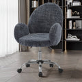 Ytt Rotating Office Chair With High Backrest Armrest, Wide Seat Round Armrest Office Chair With Wheels, Suitable For Living Room, Bedroom, Lounge, Home Office Blue Linen