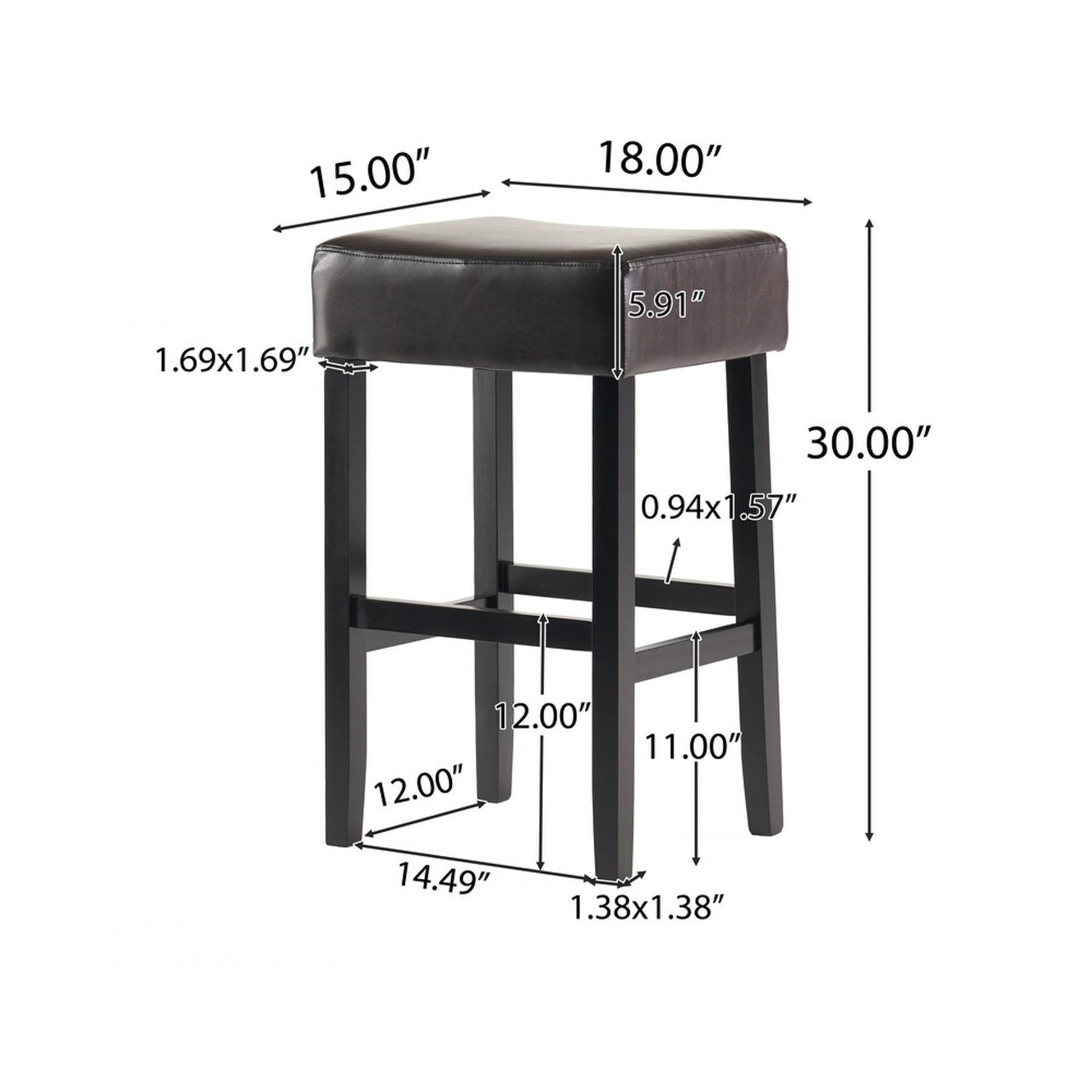 Old Sku: 74504.00 Set Of 2, 30" Backless Leather Counter Height Barstool Brown Set Of 2 Leather