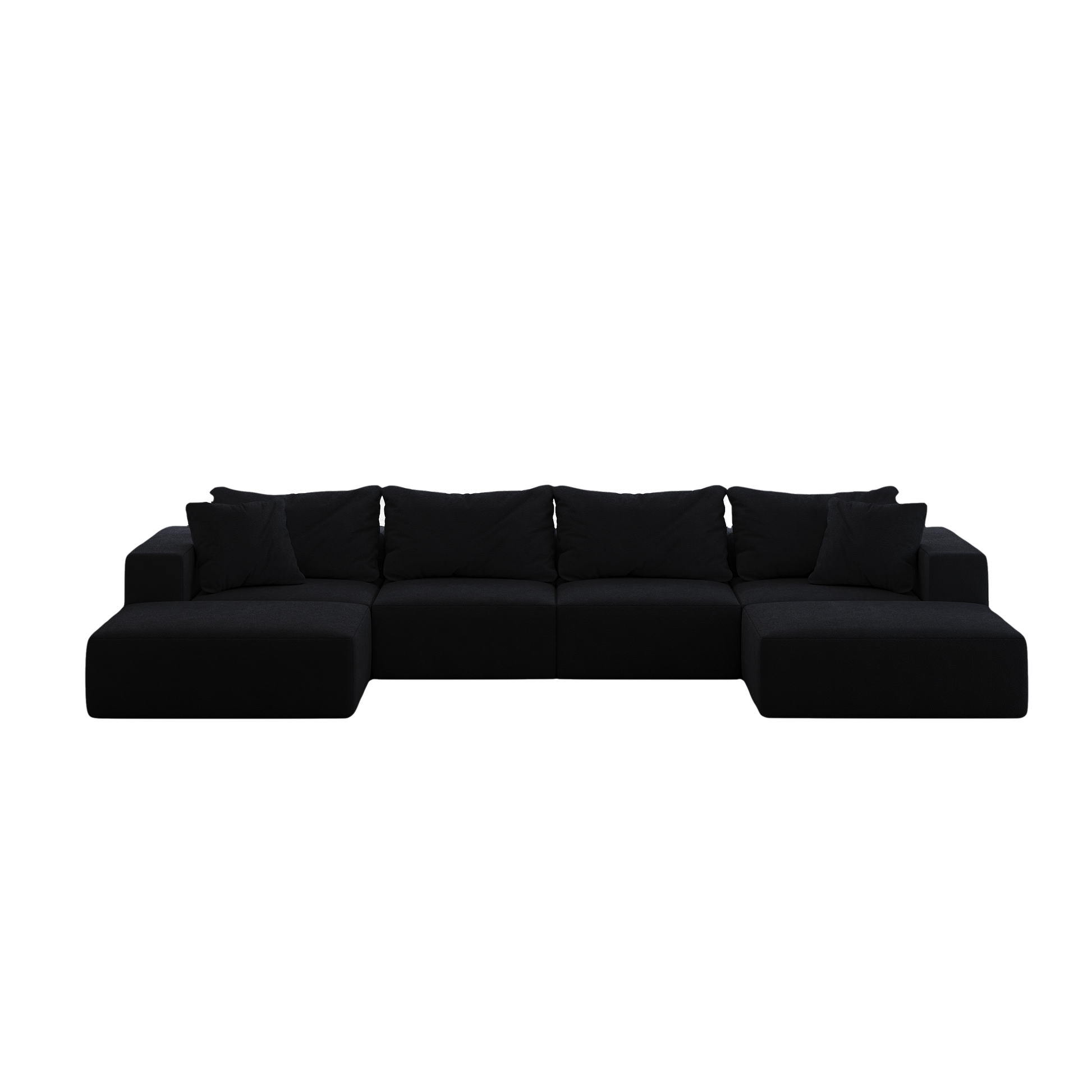 Oversized Sponge Cloud Sofa,Modern Upholstered Sectional Sofa Couch Set,Modular 162" L Shaped Sectional Living Room Sofa Set With 6 Pillows,Free Combination Sofa Couch For Living Room,Bedroom Black Foam Chenille 6 Seat