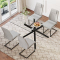 Table And Chair Set.Modern Rectangular Glass Dining Table With 0.39