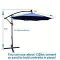 10 Ft Outdoor Patio Umbrella Solar Powered Led Lighted Sun Shade Market Waterproof 8 Ribs Umbrella With Crank And Cross Base For Garden Deck Backyard Pool Shade Outside Deck Swimming Pool Navy Blue