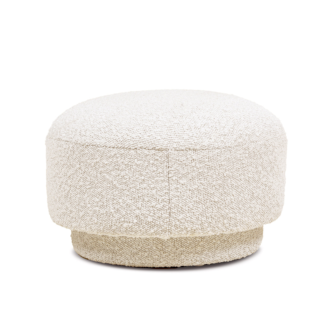 Fuji 15" Mushroom Footstool Ottoman, Ivory White Boucle White Foam Boucle