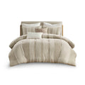 3 Piece Striped Cotton Comforter Set Taupe King Cal King Taupe Cotton