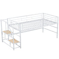 Mid Loft Bed With Storage Stairs, Twin, White Twin White Mdf Metal