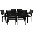 High Quality Steel Outdoor Table And Chair Set, Suitable For Patio, Balcony, Backyard. Black Seats 6 Steel