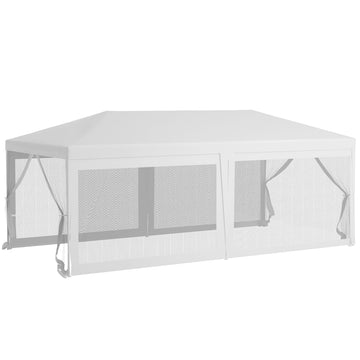 Outsunny 10' X 20' Party Tent, Outdoor Wedding Canopy & Gazebo With 6 Removable Sidewalls, Shade Shelter For Events, Bbqs, White White Steel