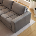 4 Seats Complimentary 2 Pillows ,Oversized Sectional Sofa,L Shaped Corner Couch With Detachable Seat & Back Cushion, Corduroy Upholstery Convertible Sleeper Sofa&Couch For Living Room Grey Fabric 4 Seat