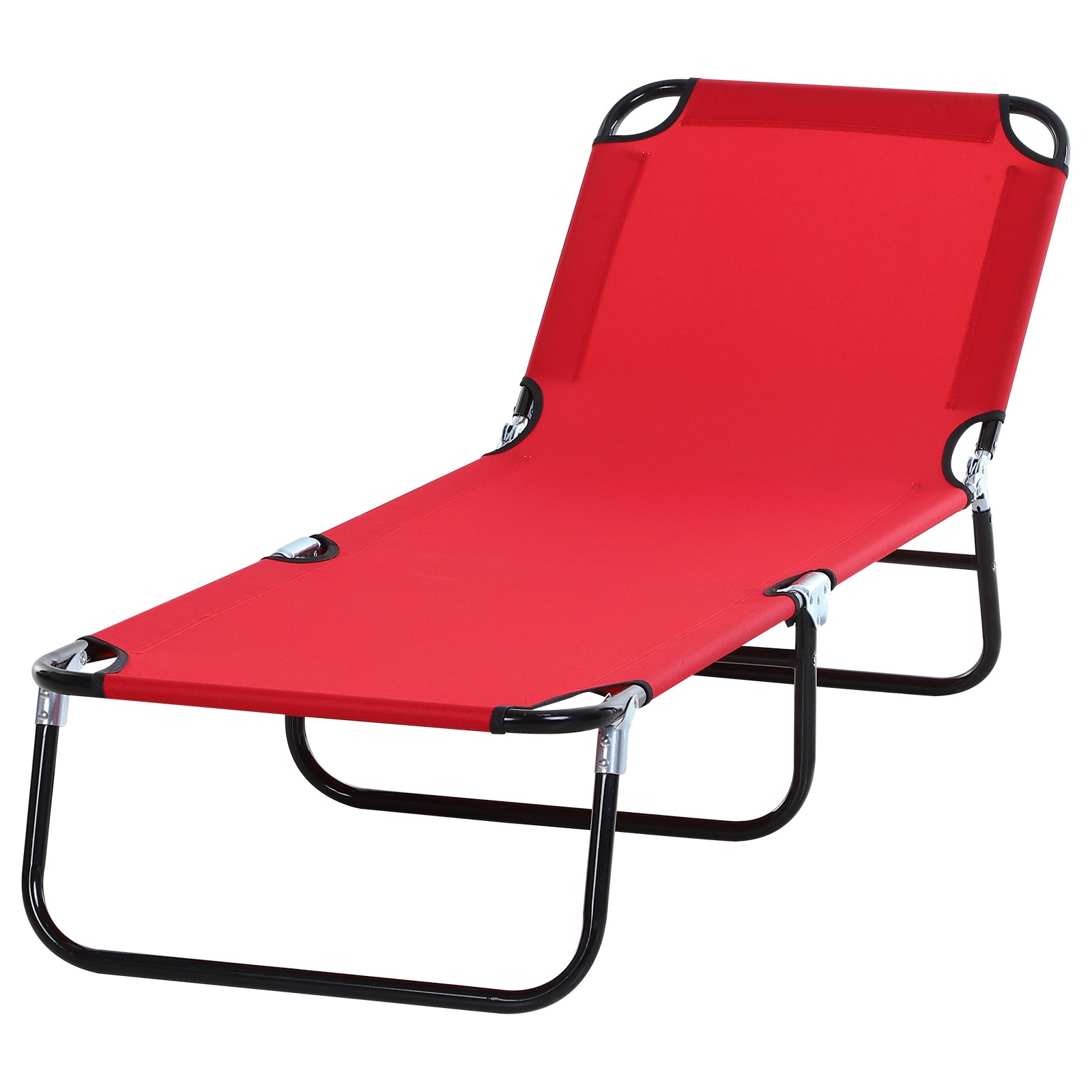 Outsunny Folding Chaise Lounge Pool Chairs, Outdoor Sun Tanning Chairs With 5 Level Reclining Back, Steel Frame For Beach, Yard, Patio, Red Red Steel