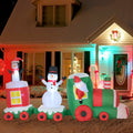 Homcom 11Ft Christmas Inflatables Outdoor Decorations Holiday Train With Santa, Snowman And Penguin, Blow Up Yard Christmas Decor With Led Lights Display Multicolor Polyester