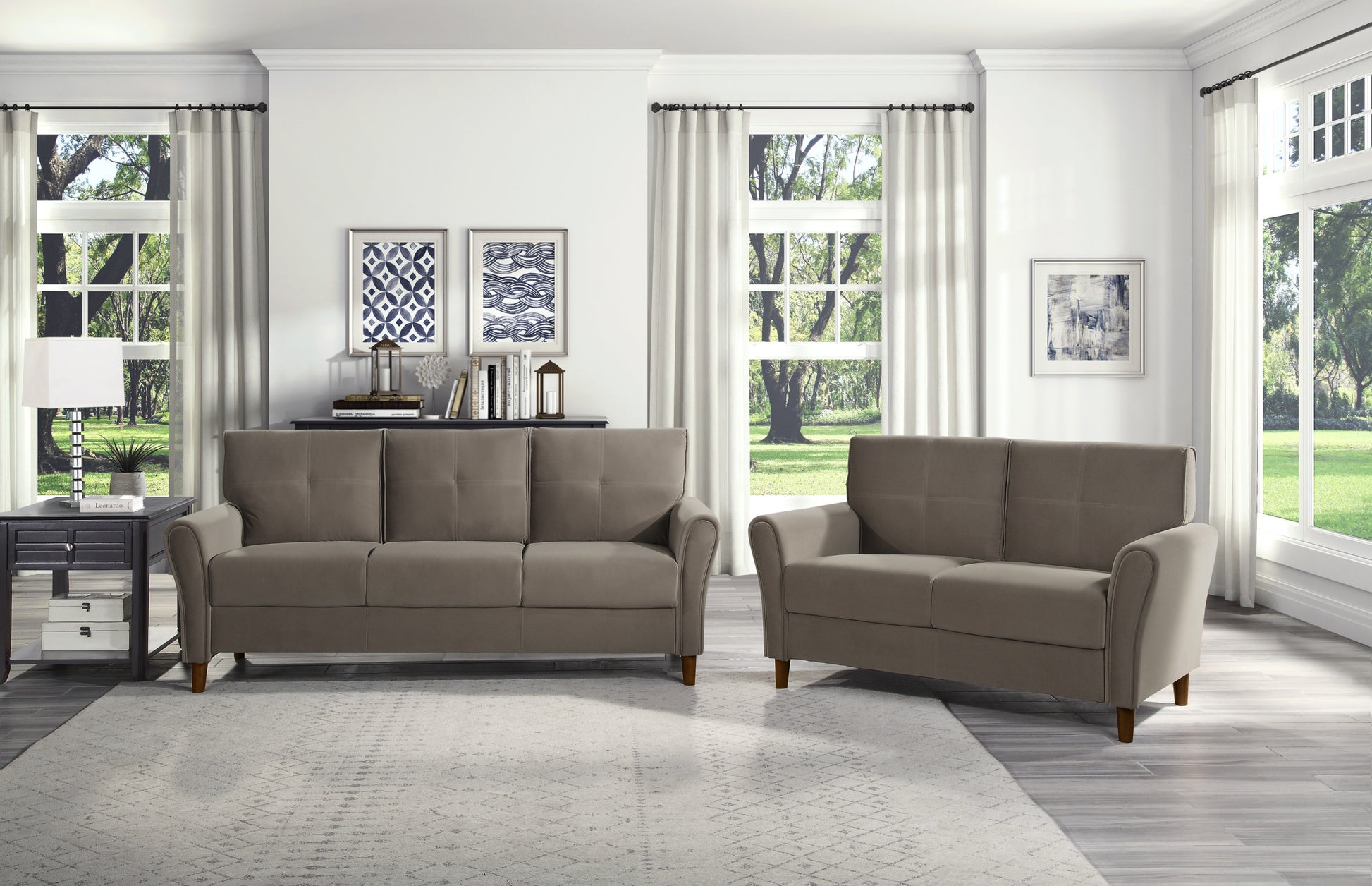 Brown Velvet Upholstery 1Pc Comfort Sofa Plush Seatbacks Tufted Detail Solid Wood Frame Modern Living Room Furniture Brown Velvet Wood Modern Flared Arms Solid Wood 3 Seat