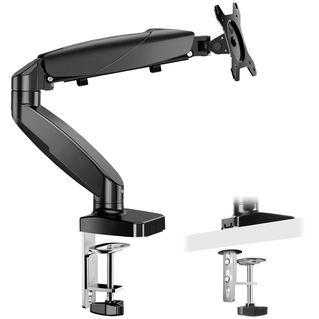 The Monitor Arm Is Adjustable For Desktop Mount And Fits 15 27 Inch Monitors With Weight Capacities Up To 15.4 Pounds, Black Black Iron