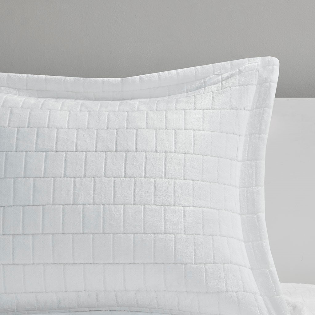 Plush To Sherpa Comforter Set King Ivory Polyester