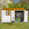 Metal Garden Sheds 10Ftx8Ft Outdoor White Yellow With Window White Metal