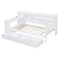 Twin Size Wooden Daybed With 3 Drawers, Usb Ports And Deskwhite Twin White Wood