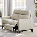 Ashby Power Headrest Zero Gravity Reclining Loveseat Beige Memory Foam Genuine Leather