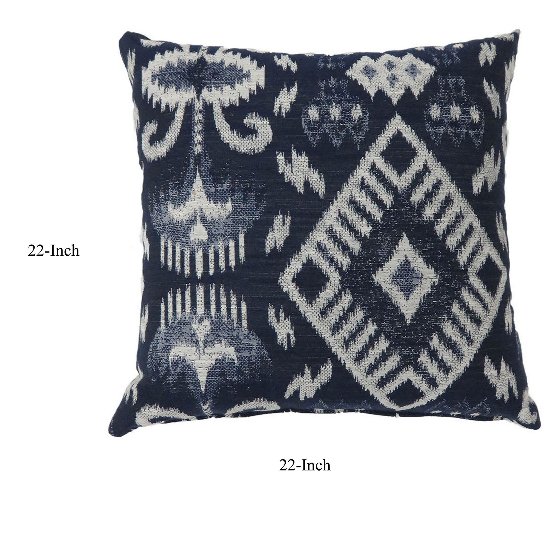 Contemporary Style Set Of 2 Throw Pillows, Navy Blue Navy Blue Polyester