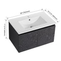 30'' Floating Wall Mounted Bathroom Vanity With Ceramics Sink & Soft Close Cabinet Door, Kd Package Black 2 Soft Close Doors Bathroom Wall Mounted Modern Plywood