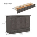 Solid Pine Murphy Bed Chest Cube Cabinet Bed With Charging Station And Large Storage Drawer For Home Office Or Small Room,Full,Gray Box Spring Not Required Full Gray Wood Gray Pine Murphy Solid Wood Mdf
