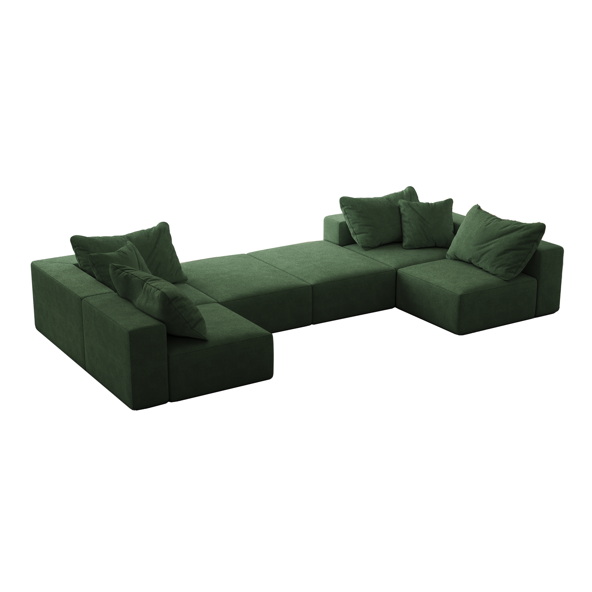 Oversized Sponge Cloud Sofa,Modern Upholstered Sectional Sofa Couch Set,Modular 162" L Shaped Sectional Living Room Sofa Set With 6 Pillows,Free Combination Sofa Couch For Living Room,Bedroom Green Foam Chenille 6 Seat