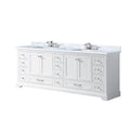 White Double Bath Vanity 84 In. W X 22 In. D, Carrara Marble Top, And Faucet Set White Plywood Wood