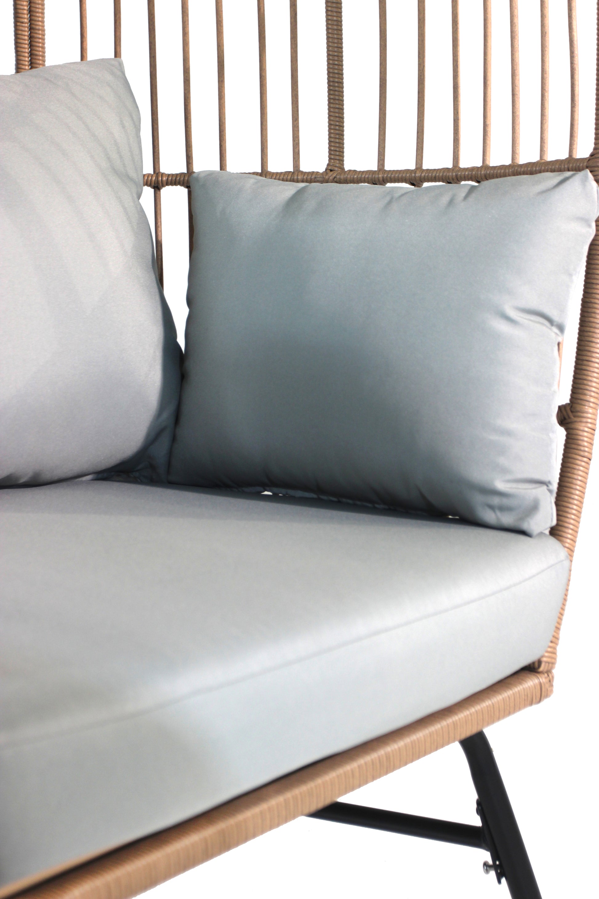 Outdoor Garden Wicker Egg Chair And Footstool Patio Chaise, With Cushions, Outdoor Indoor Basket Chair Yes Blue Neutral Seats 2 Garden & Outdoor European,Modern Steel