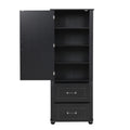 Tall Bathroom Storage Cabinet, Freestanding Storage Cabinet With Two Drawers And Adjustable Shelf, Mdf Board With Painted Finish, Black Black Mdf