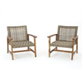 Hampton Wood Wicker Club Chair Set Of 2 Natural Grey Wood