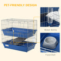 Pawhut 2 Tier Guinea Pig Cage, Ferret Cage, Chinchilla Cage, Small Animal Cage Indoor With Dish And Bottle, 2 Doors, Deep Bottoms, Ramp, 28