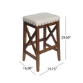 Saddle Barstool Beige Rubber Wood